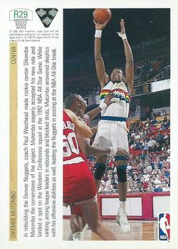 1991-92 Upper Deck - Rookie Standouts #R29 Dikembe Mutombo Back