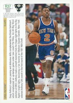 1991-92 Upper Deck - Rookie Standouts #R37 Greg Anthony Back