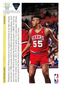 1991-92 Upper Deck - Rookie Standouts #R14 Jayson Williams Back