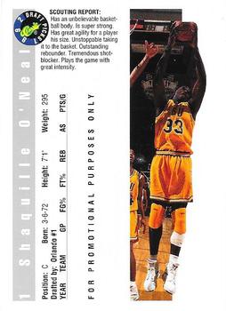 1992 Classic Draft Picks #1 Shaquille O'Neal Back