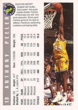 1992 Classic Draft Picks #13 Anthony Peeler Back