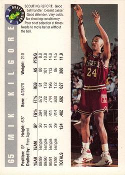 1992 Classic Draft Picks #65 Mik Kilgore Back