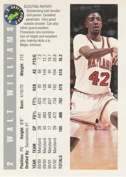 1992 Classic Draft Picks #2 Walt Williams Back