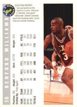 1992 Classic Draft Picks #15 Benford Williams Back