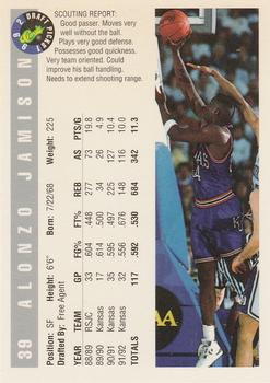 1992 Classic Draft Picks #39 Alonzo Jamison Back