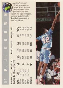 1992 Classic Draft Picks #51 P.J. Brown Back