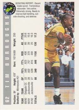 1992 Classic Draft Picks #62 Tim Burroughs Back