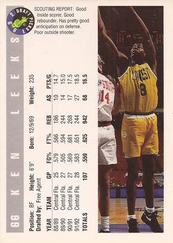 1992 Classic Draft Picks #66 Ken Leeks Back
