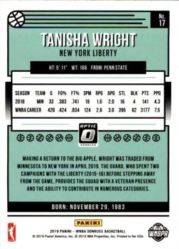 2019 Donruss WNBA - Optic #17 Tanisha Wright Back
