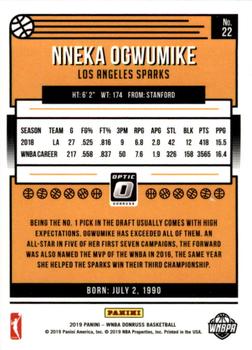 2019 Donruss WNBA - Optic #22 Nneka Ogwumike Back