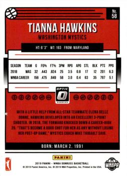 2019 Donruss WNBA - Optic #58 Tianna Hawkins Back