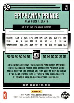 2019 Donruss WNBA - Optic #63 Epiphanny Prince Back