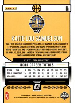 2019 Donruss WNBA - Optic #98 Katie Lou Samuelson Back