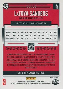 2019 Donruss WNBA - Optic Gold #48 LaToya Sanders Back
