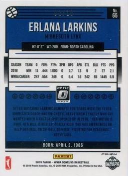 2019 Donruss WNBA - Optic Gold #65 Erlana Larkins Back
