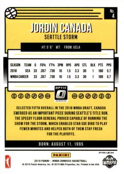2019 Donruss WNBA - Optic Holo #4 Jordin Canada Back