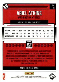 2019 Donruss WNBA - Optic Holo #18 Ariel Atkins Back