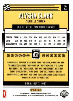 2019 Donruss WNBA - Optic Holo #52 Alysha Clark Back