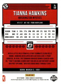 2019 Donruss WNBA - Optic Holo #58 Tianna Hawkins Back
