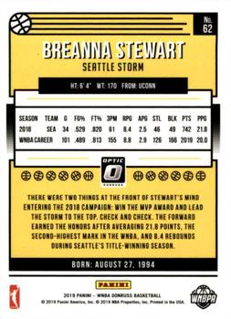 2019 Donruss WNBA - Optic Holo #62 Breanna Stewart Back