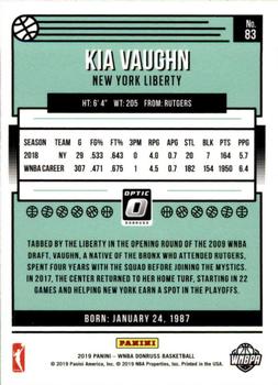 2019 Donruss WNBA - Optic Holo #83 Kia Vaughn Back