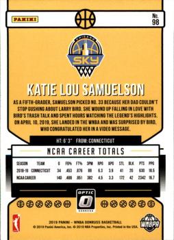 2019 Donruss WNBA - Optic Holo #98 Katie Lou Samuelson Back