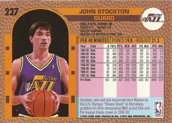 1992-93 Fleer #227 John Stockton Back