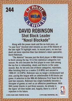 DAVID ROBINSON FLEER 1992-93 SLAM DUNK #288 San Antonio Spurs Navy HOF fame