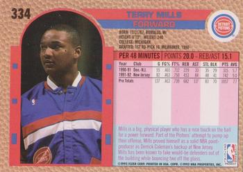 1992-93 Fleer #334 Terry Mills Back