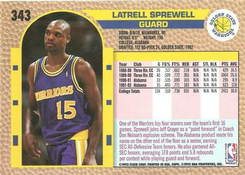 1992-93 Fleer #343 Latrell Sprewell Back