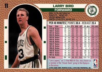 1992-93 Fleer #11 Larry Bird Back