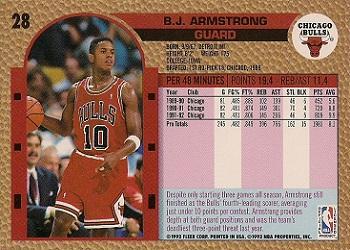 1992-93 Fleer #28 B.J. Armstrong Back