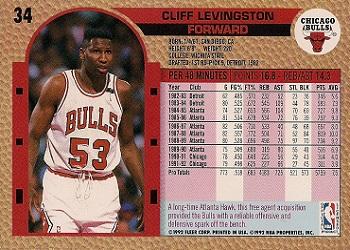 1992-93 Fleer #34 Cliff Levingston Back