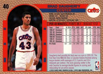 1992-93 Fleer #40 Brad Daugherty Back