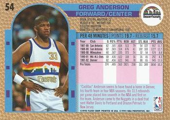 1992-93 Fleer #54 Greg Anderson Back