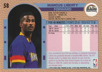 1992-93 Fleer #58 Marcus Liberty Back