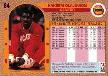 1992-93 Fleer #84 Hakeem Olajuwon Back