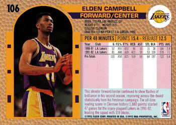 1992-93 Fleer #106 Elden Campbell Back