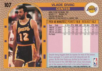 1992-93 Fleer #107 Vlade Divac Back