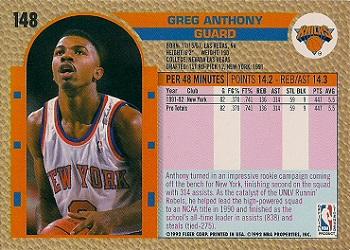1992-93 Fleer #148 Greg Anthony Back