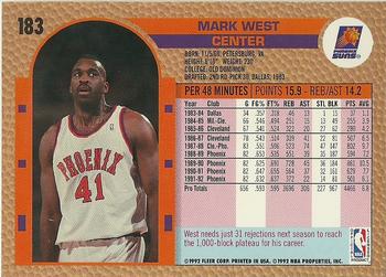 1992-93 Fleer #183 Mark West Back