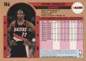 1992-93 Fleer #186 Clyde Drexler Back