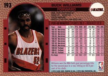 1992-93 Fleer #193 Buck Williams Back