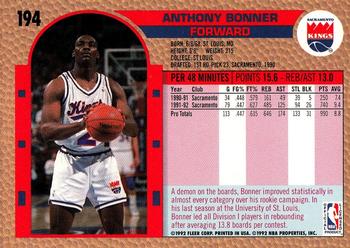 1992-93 Fleer #194 Anthony Bonner Back