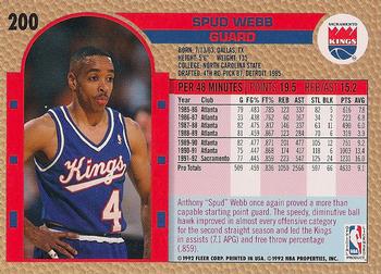 1992-93 Fleer #200 Spud Webb Back