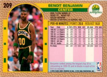 1992-93 Fleer #209 Benoit Benjamin Back