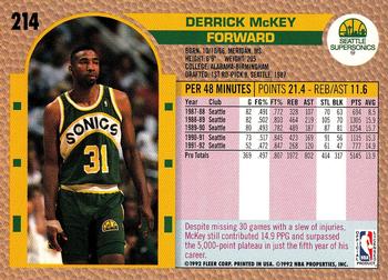 1992-93 Fleer #214 Derrick McKey Back