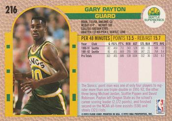 1992-93 Fleer #216 Gary Payton Back