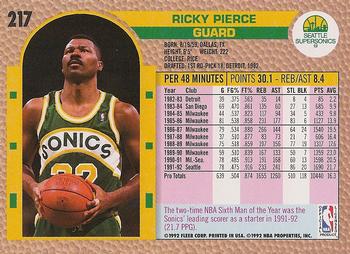 1992-93 Fleer #217 Ricky Pierce Back