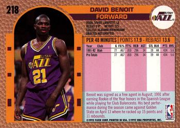 1992-93 Fleer #218 David Benoit Back